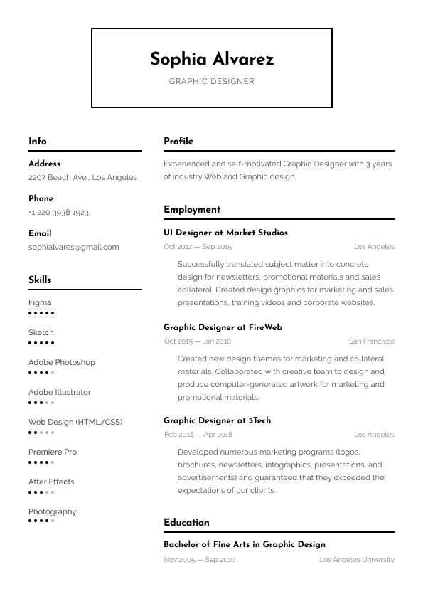 Bordered Resume Template Preview