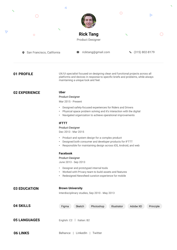 Confetti Resume Template Preview