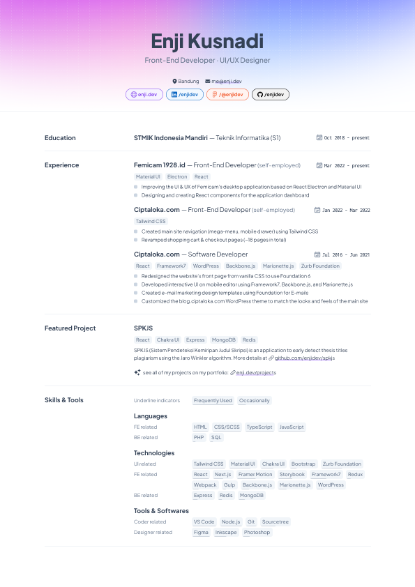 Dusk Resume Template Preview