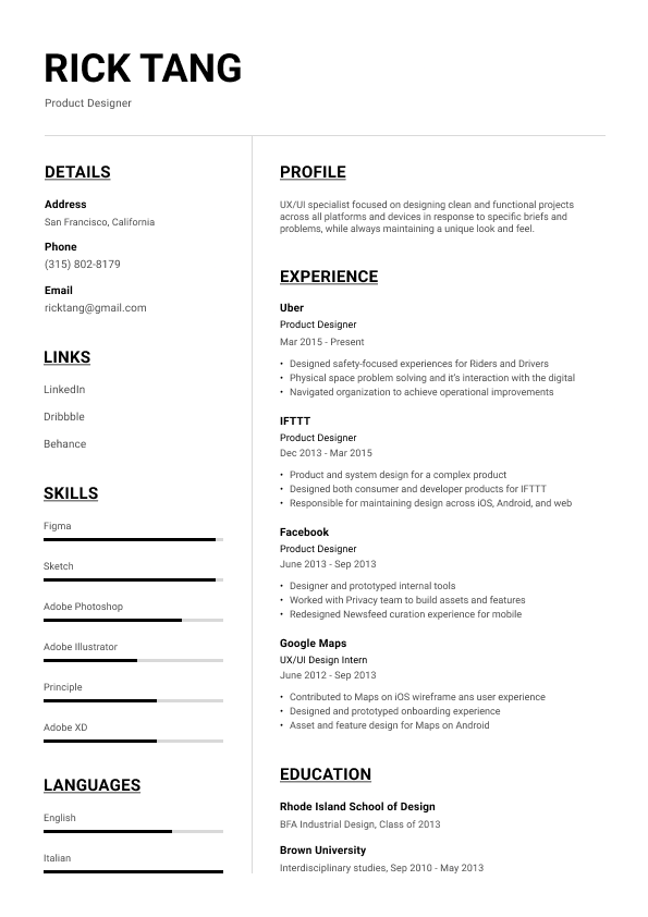 Graphite Resume Template Preview