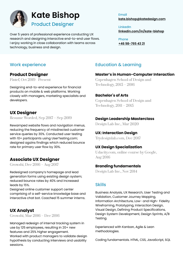 Lagoon Resume Template Preview