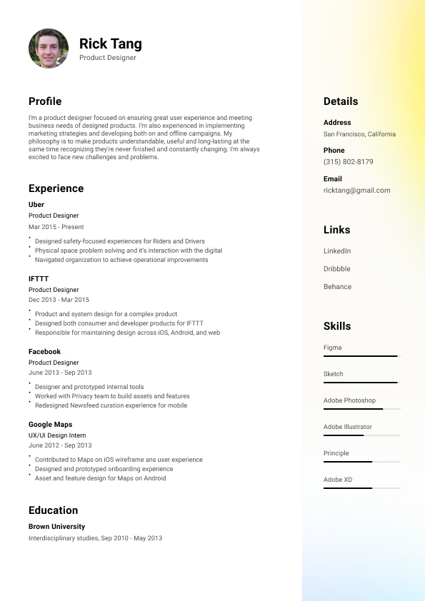Mist Resume Template Preview