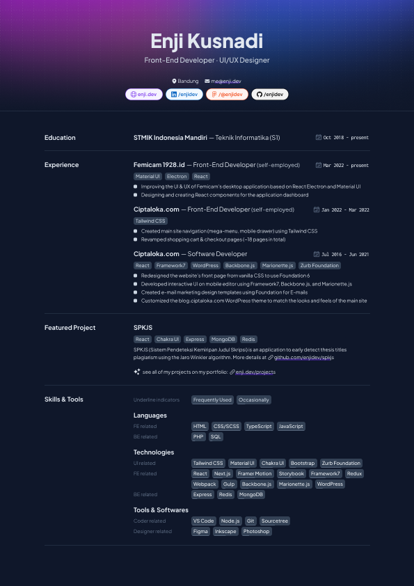 Onyx Resume Template Preview