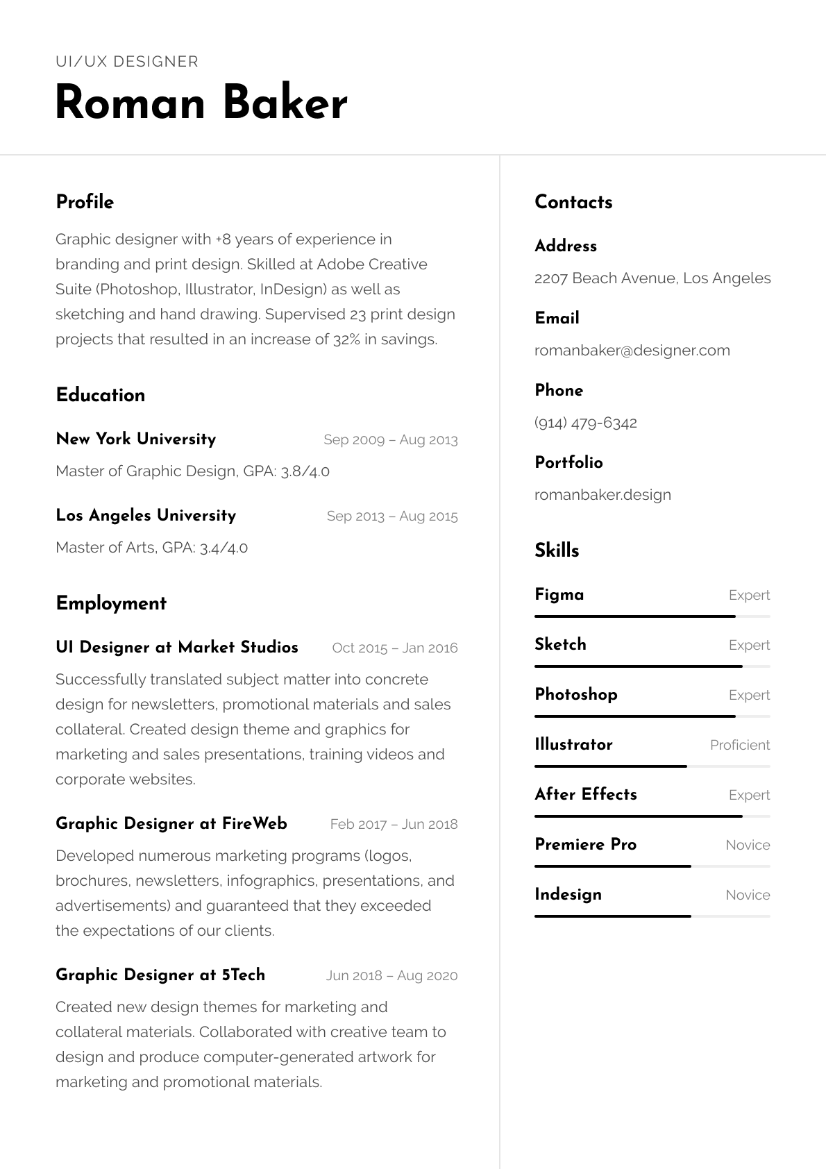 Pebble Resume Template Preview