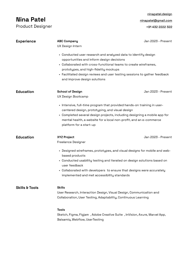 Plainly Resume Template Preview