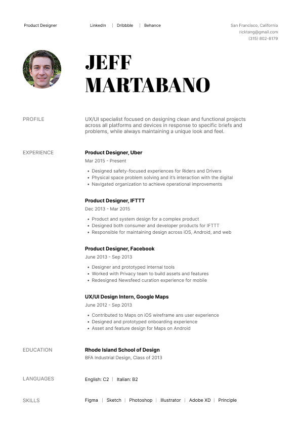 Quartz Resume Template Preview