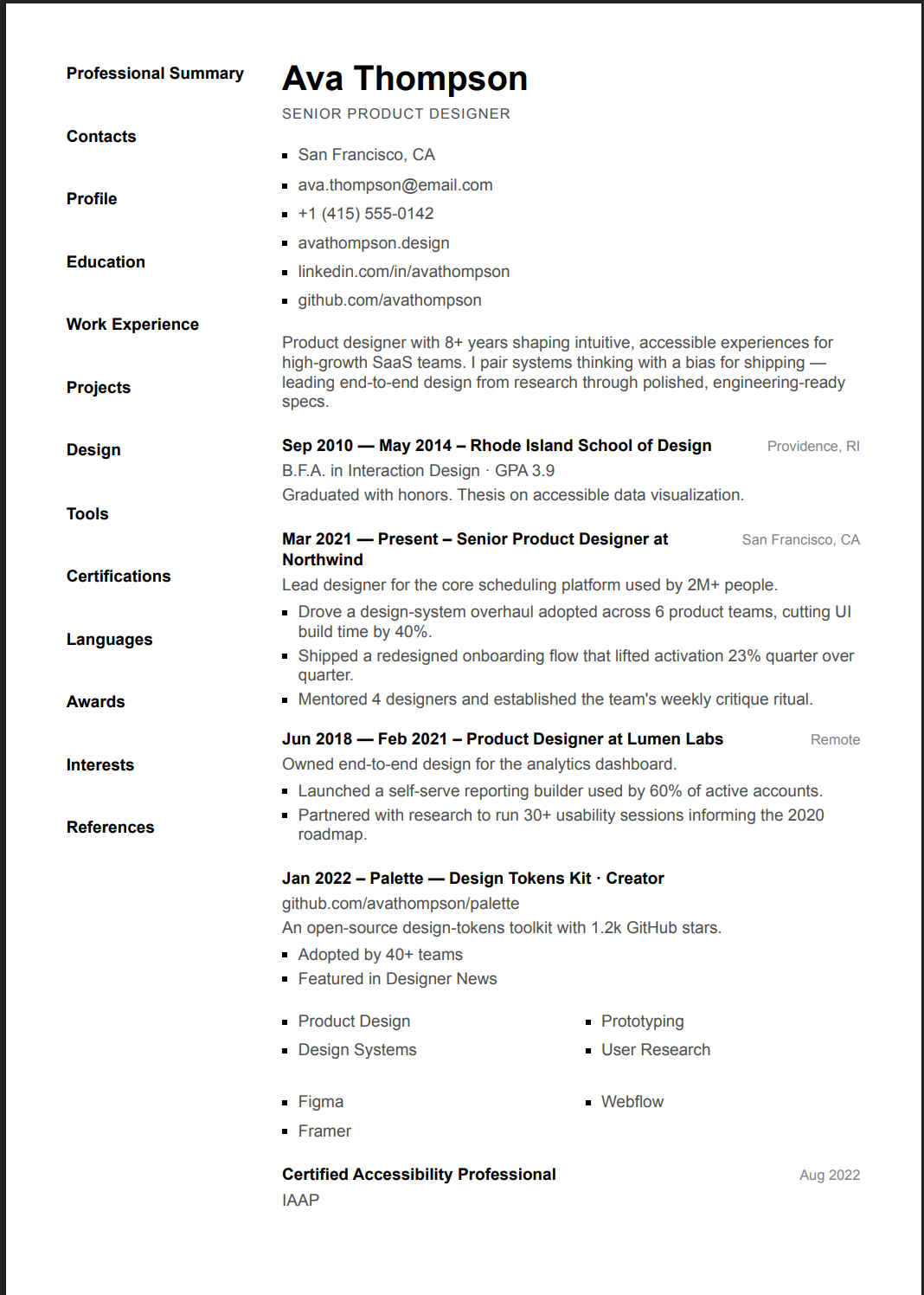 Rail Resume Template Preview