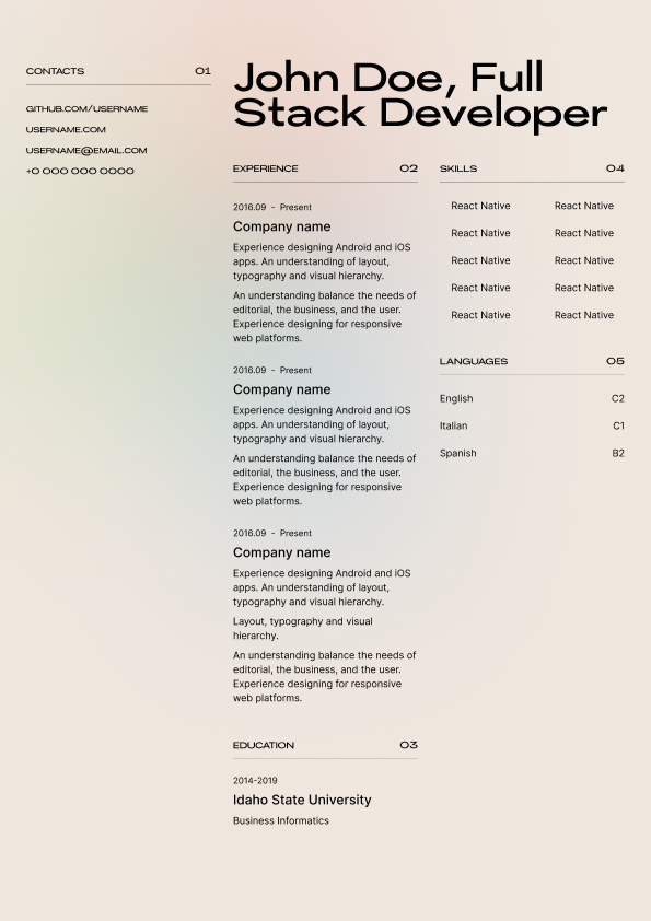 Tracks Resume Template Preview