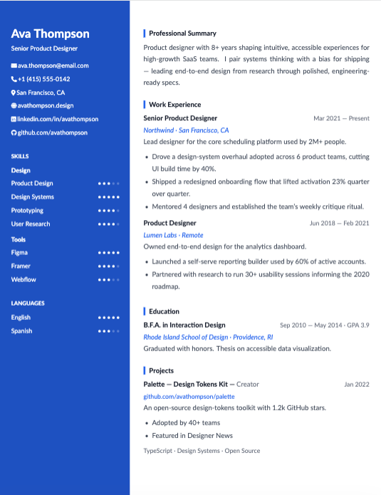 Atlas resume template preview