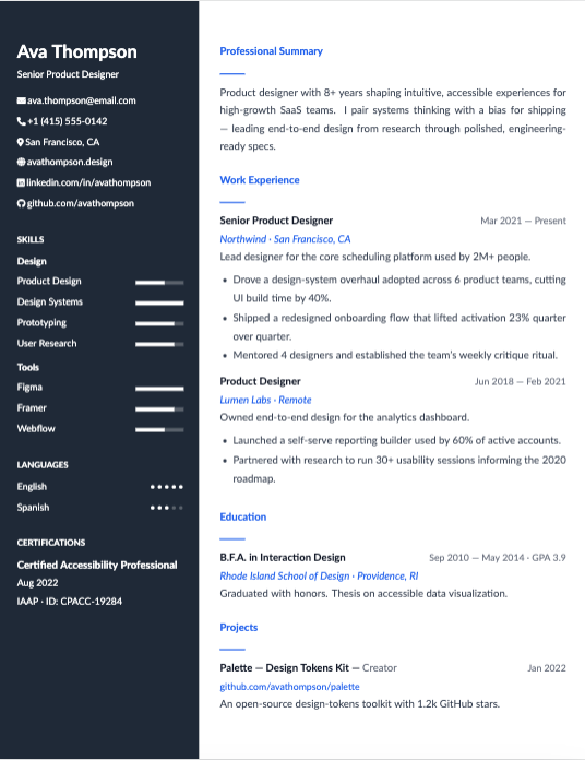 Aurora resume template preview