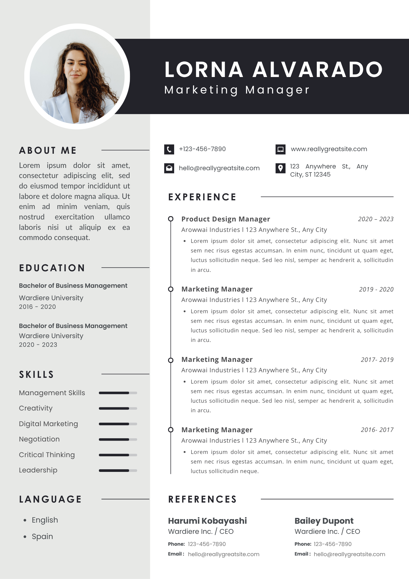 Vogue resume template preview